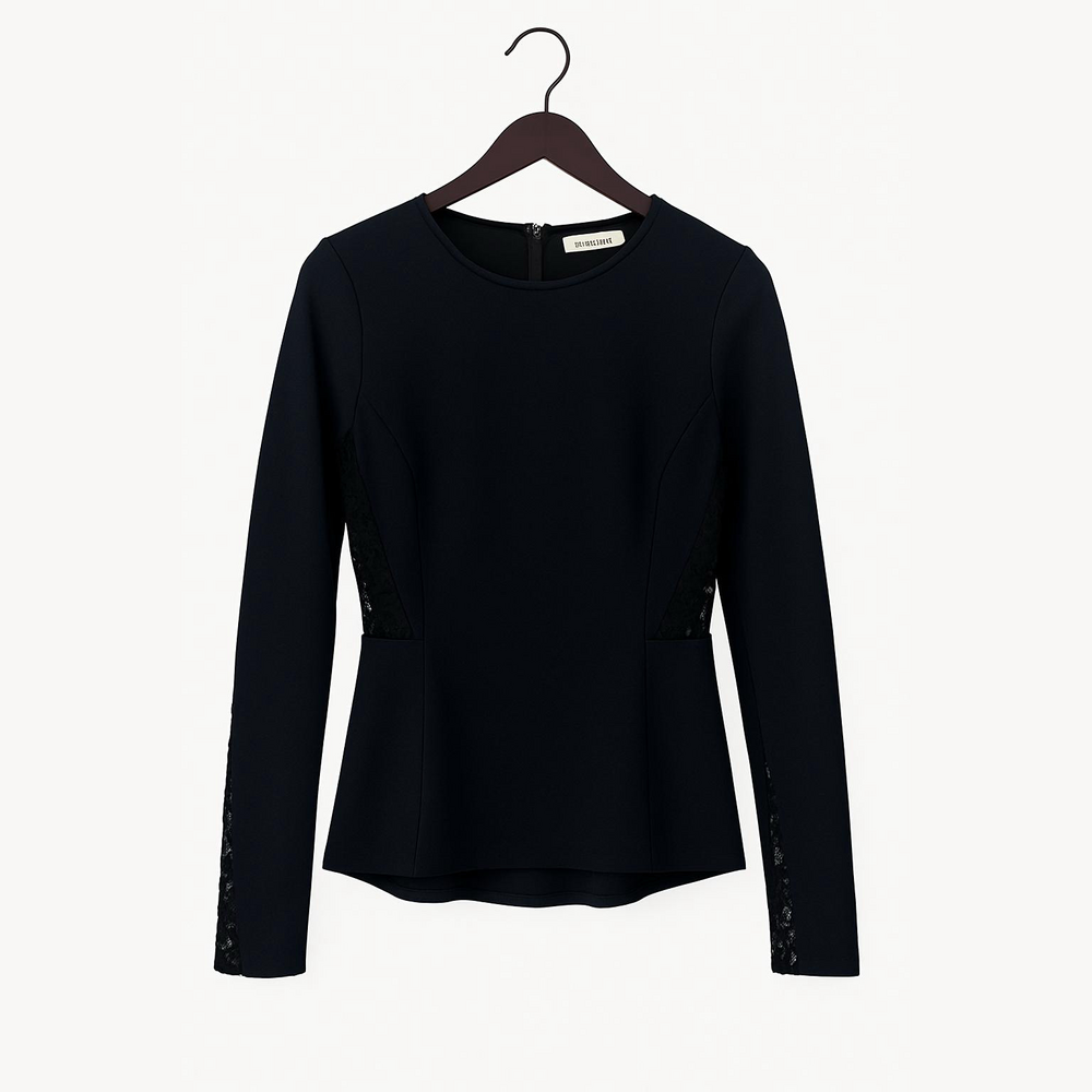 Rebecca Taylor Black Long-Sleeve Peplum Blouse